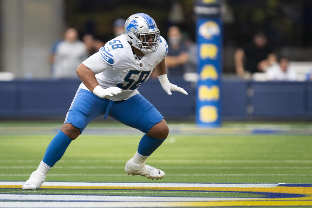 Penei Sewell represents the Lions on the PFWA all-rookie team