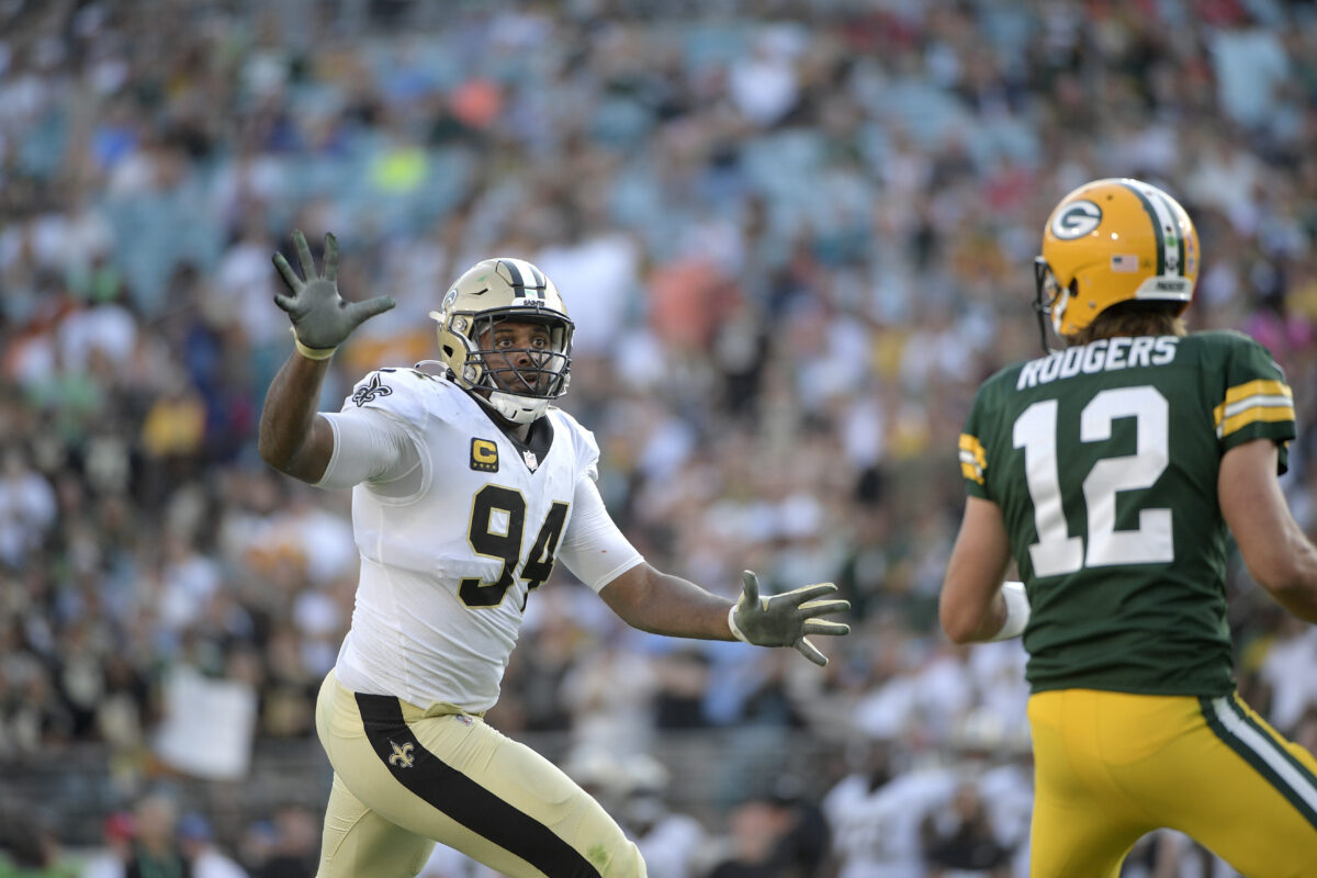 Cameron Jordan makes his recruiting pitch to Aaron Rodgers