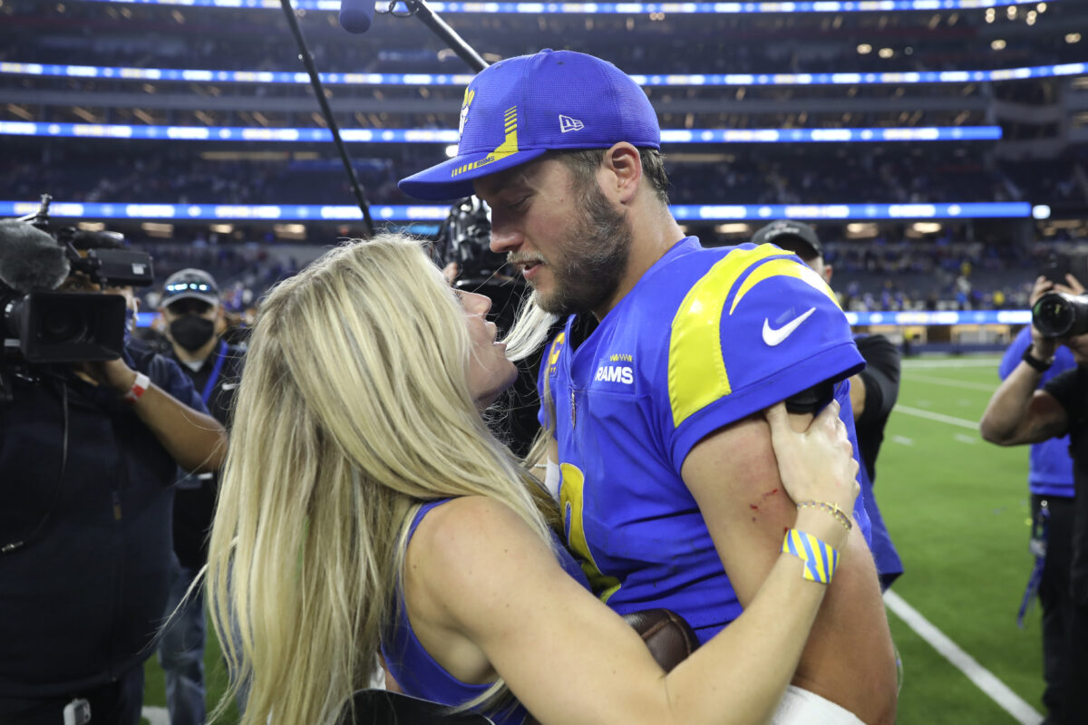 Matthew and Kelly Stafford shared an emotional moment after the Rams’ win