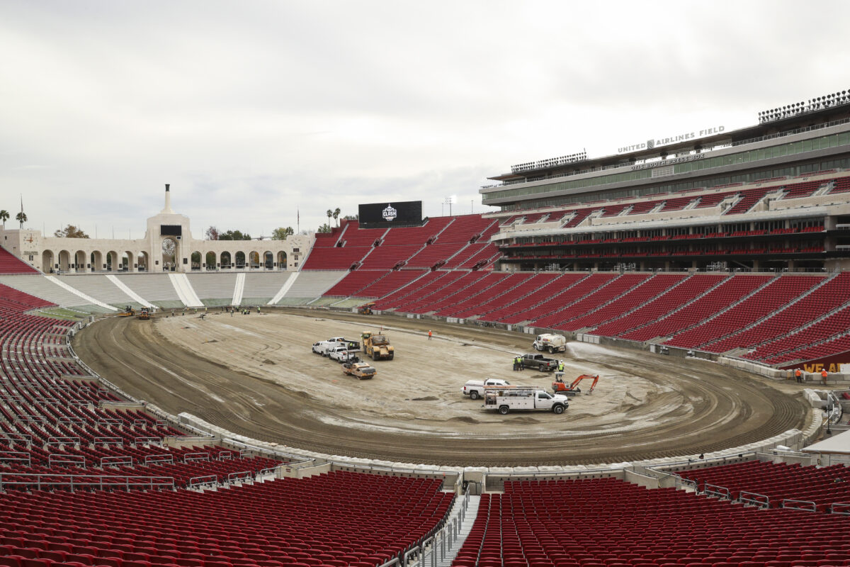 9 photos showing how NASCAR is converting the LA Coliseum into a short track