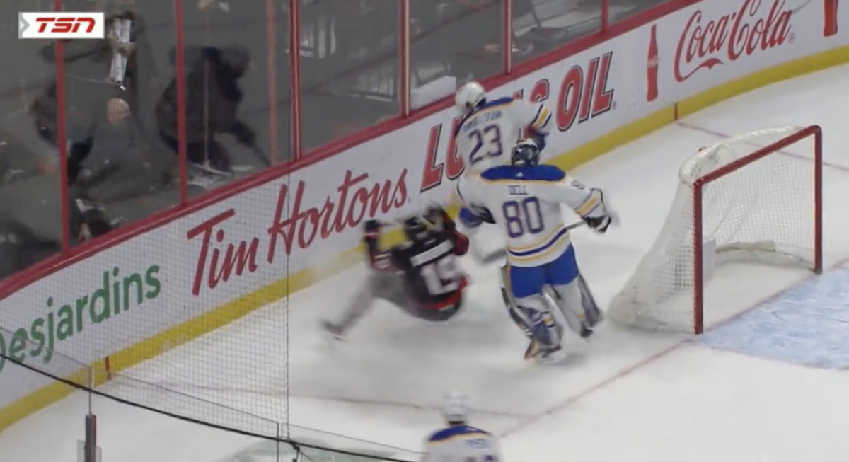 NHL fans are furious with goalie Aaron Dell after injuring Senators’ Drake Batherson with reckless hit