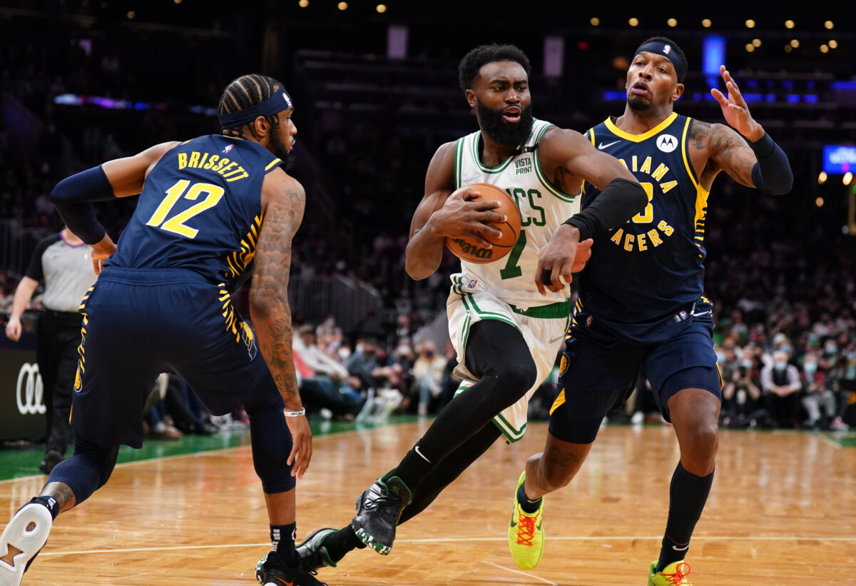 WATCH: Boston’s Jaylen Brown gets 26 points, career-high 15 boards, 6 assists vs. Pacers in OT win