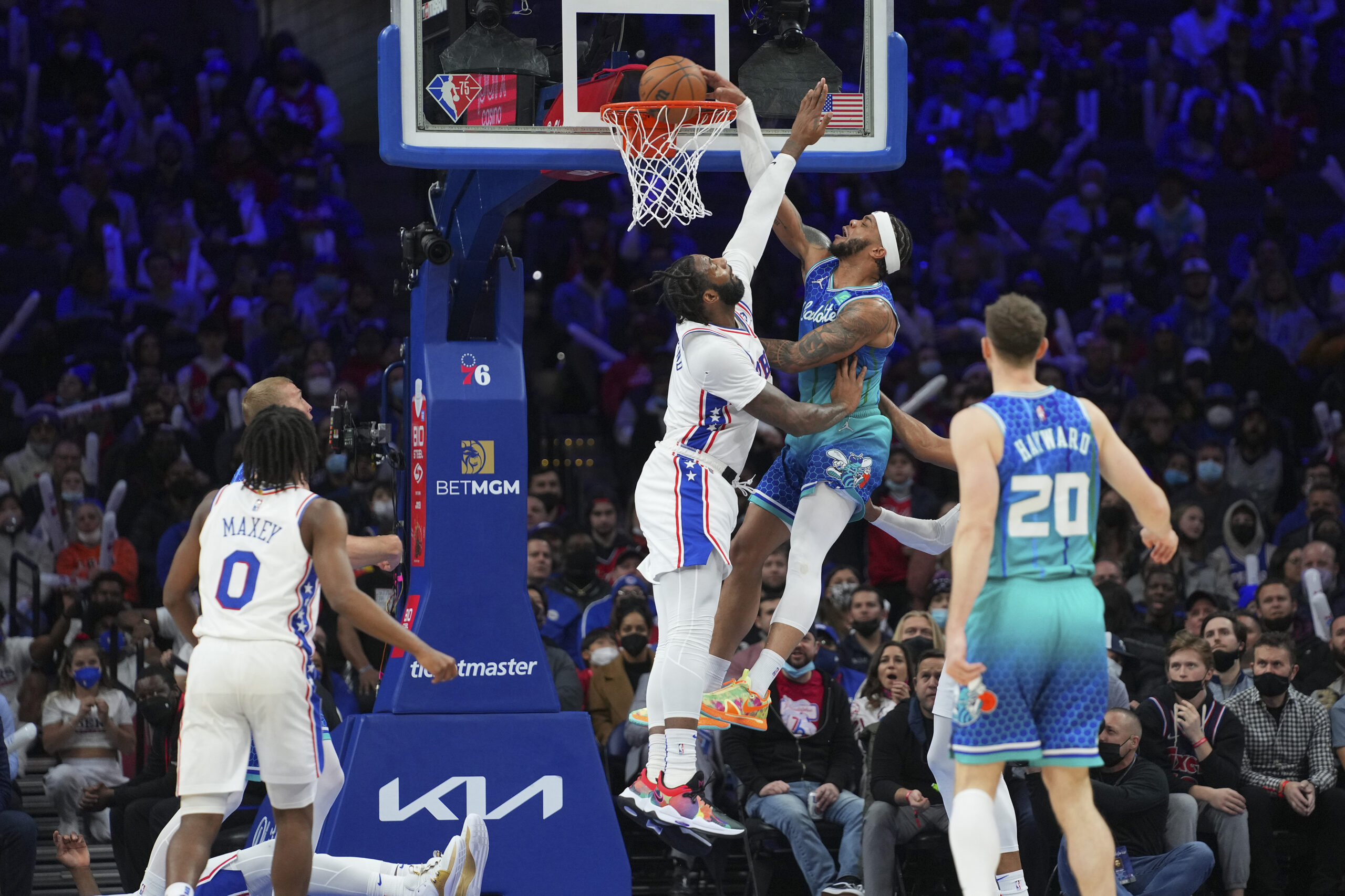 WATCH: Miles Bridges puts Andre Drummond on a poster with emphatic slam