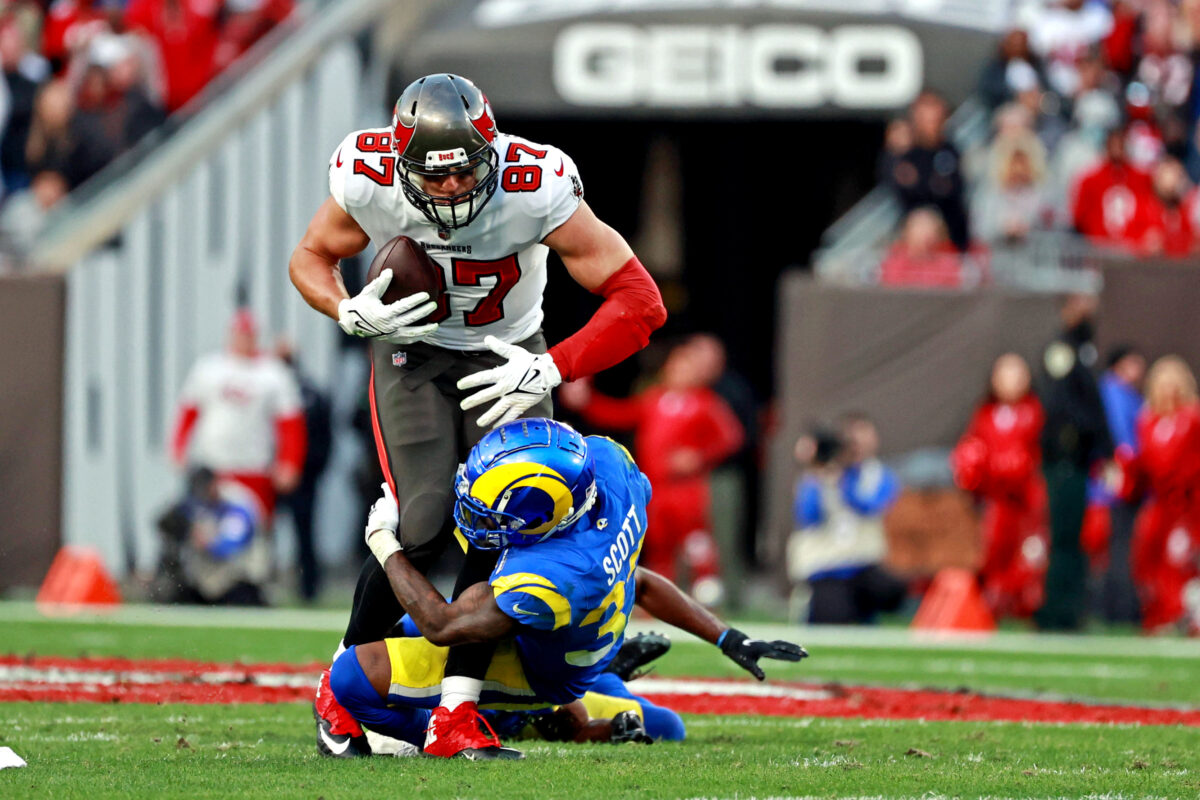 Watching tape (again) with Buccaneers tight end Rob Gronkowski