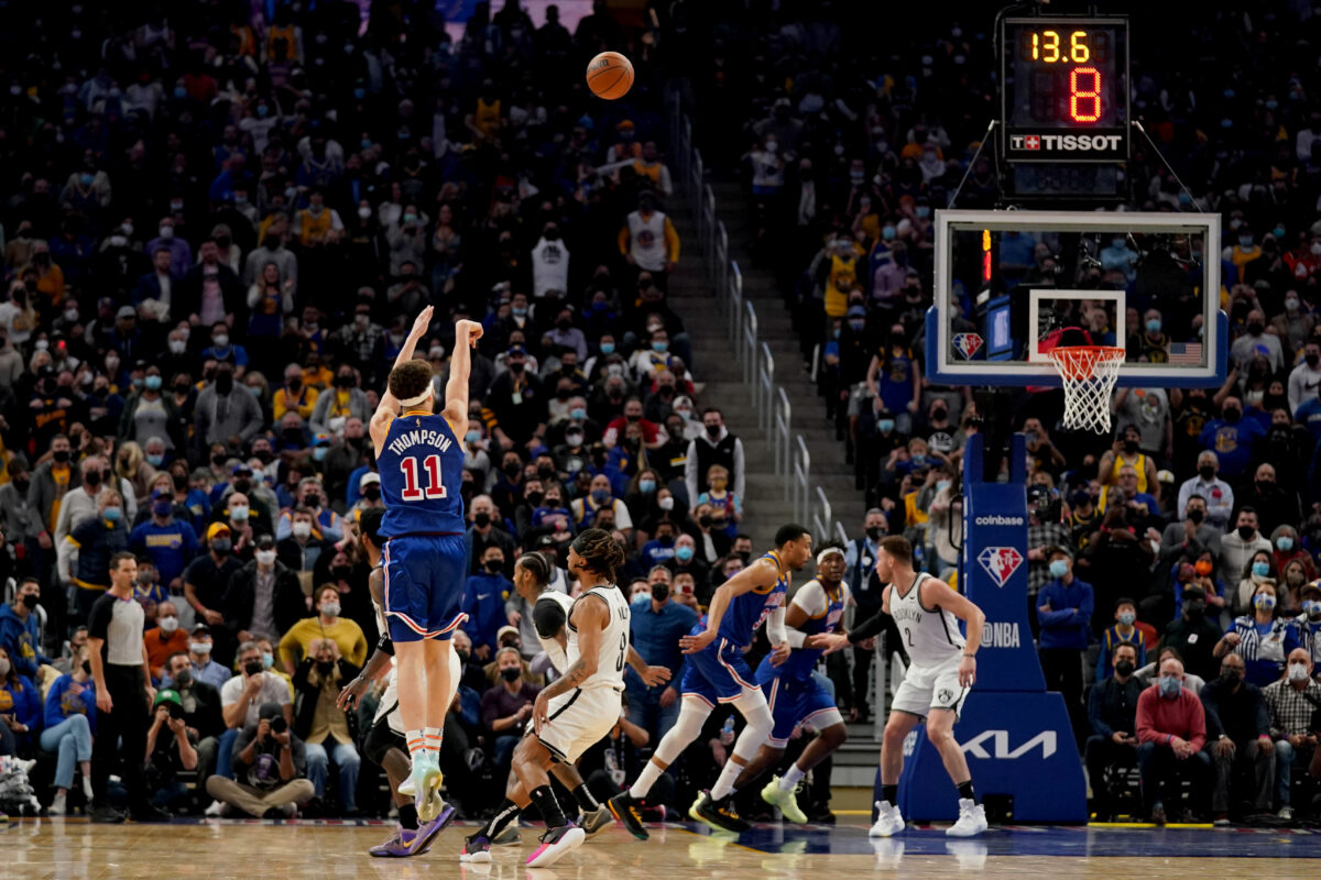 Watch: Klay Thompson hits clutch 3-pointer to help Warriors close vs. Nets
