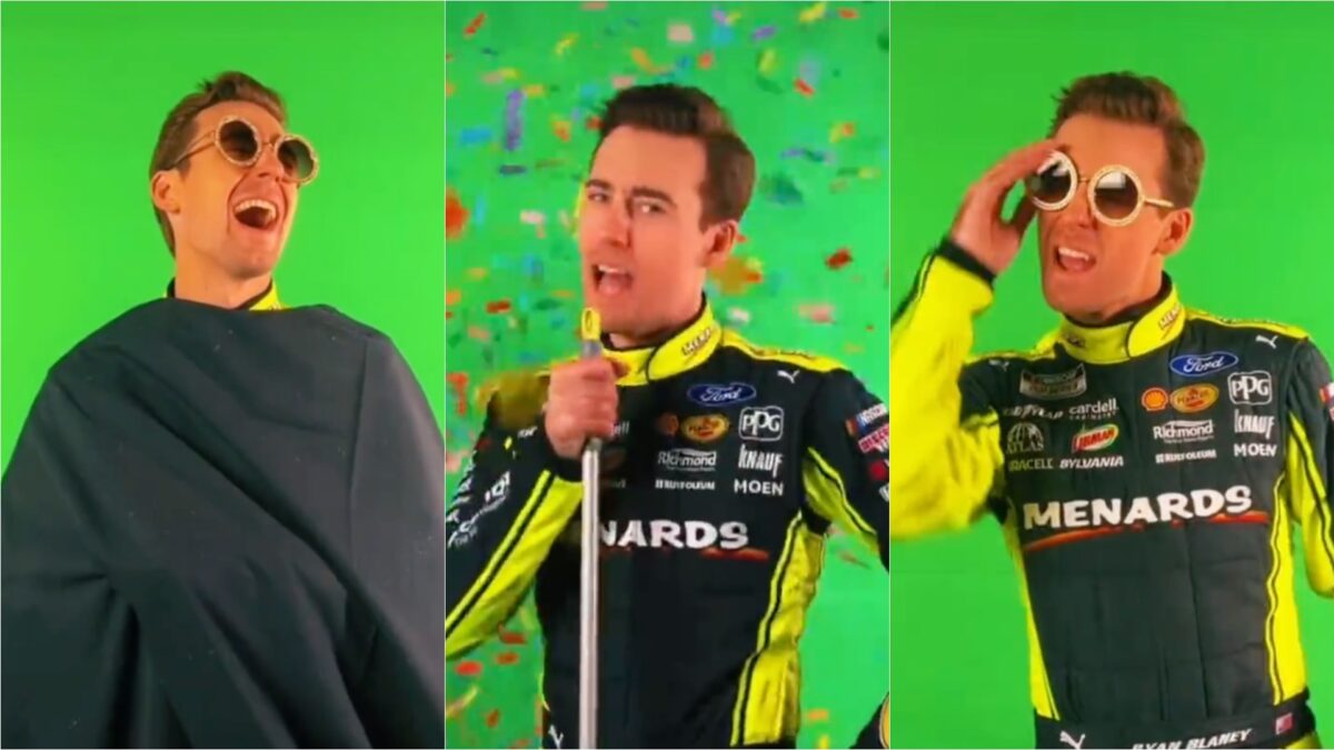 NASCAR driver Ryan Blaney lip-synching to a Céline Dion classic is perfection