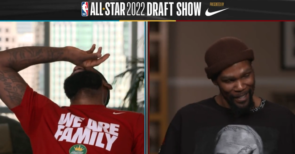 LeBron James could not contain his laughter after KD passes on selecting James Harden for his All-Star team
