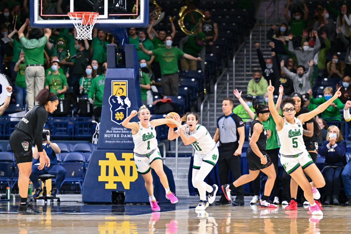 Watch: Notre Dame celebrates its upsets win over NC State