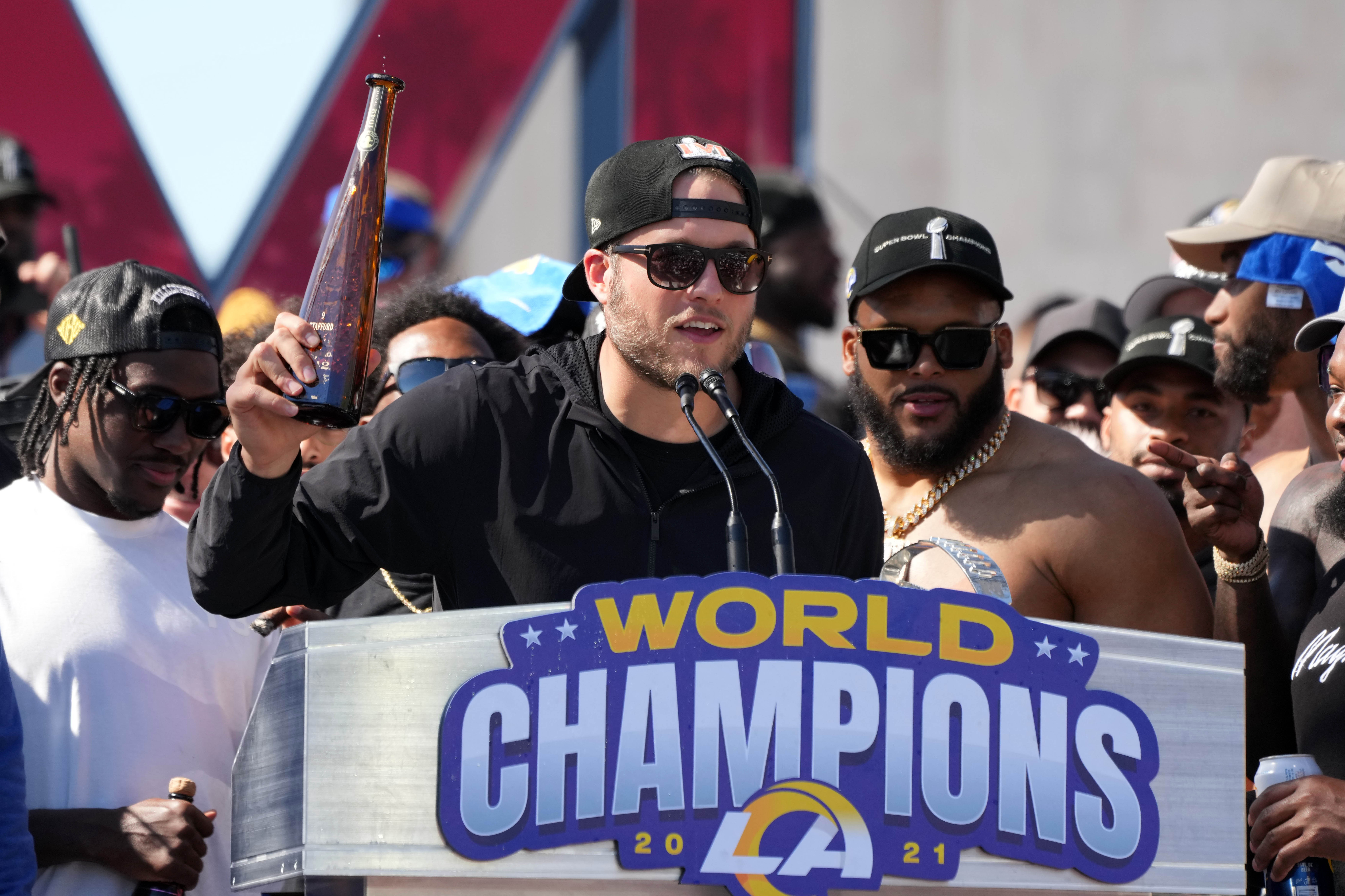 Matthew Stafford discusses reaction to photographer’s fall at Rams parade