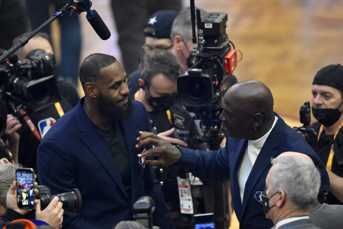 WATCH: LeBron James, Michael Jordan embrace at 2022 NBA All-Star game