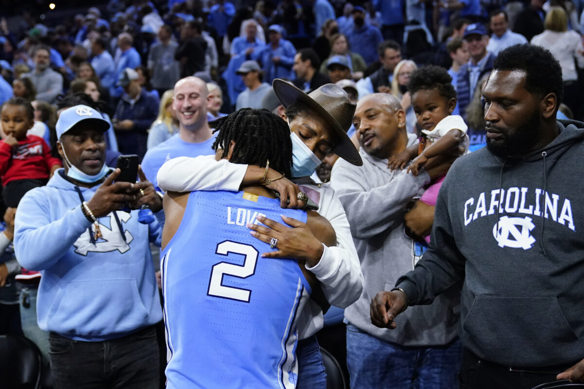 UNC Guard Caleb Love shared the sweetest moment with his mom after having the biggest game of his life