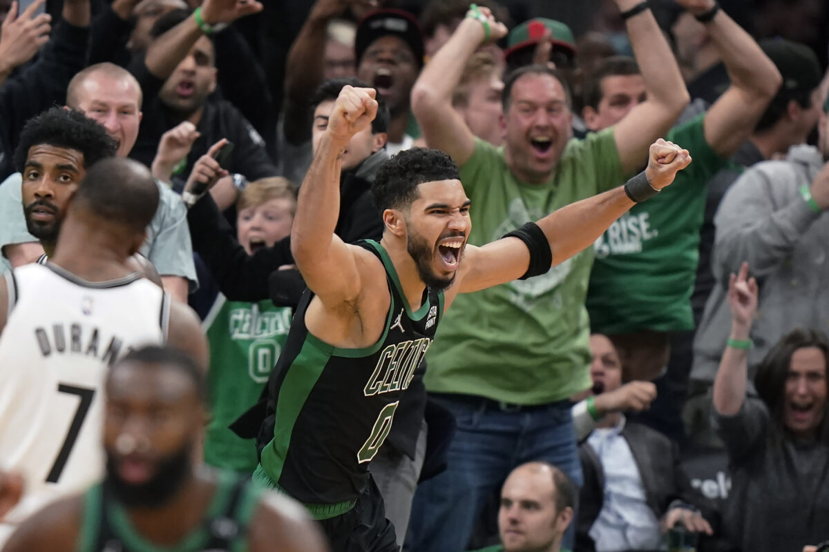 Boston star Jayson Tatum talks about buzzer-beating play from Marcus Smart in Game 1 Nets win