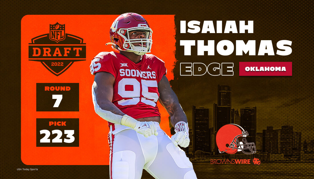 Defensive end Isaiah Thomas taken by the Browns, joining Perrion Winfrey and Mike Woods