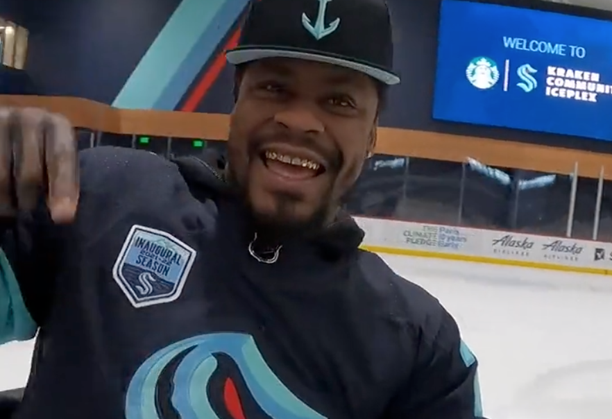 Marshawn Lynch drove doughnuts on a Zamboni to celebrate becoming a Seattle Kraken part owner