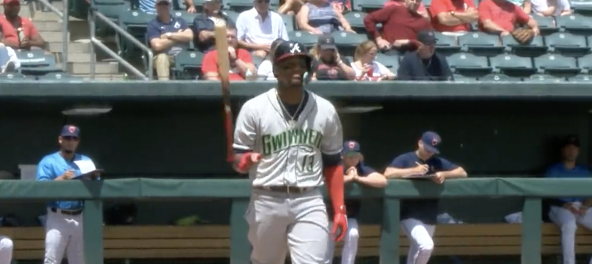 Ronald Acuña Jr.’s funny exchange with a Triple-A ump had him bat flipping on a walk