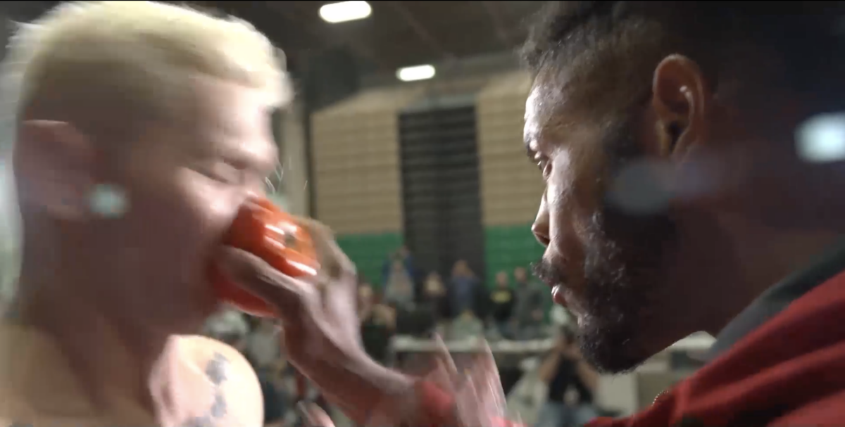 Video: Lorenzo Hunt bashes Joe Riggs in face with tomato at BKFC 24 ceremonial faceoffs