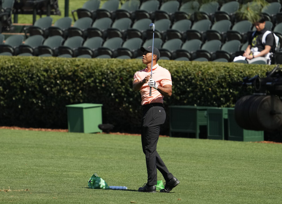Tiger Woods arrives at Augusta National to further test his surgically repaired leg ahead of the 86th Masters