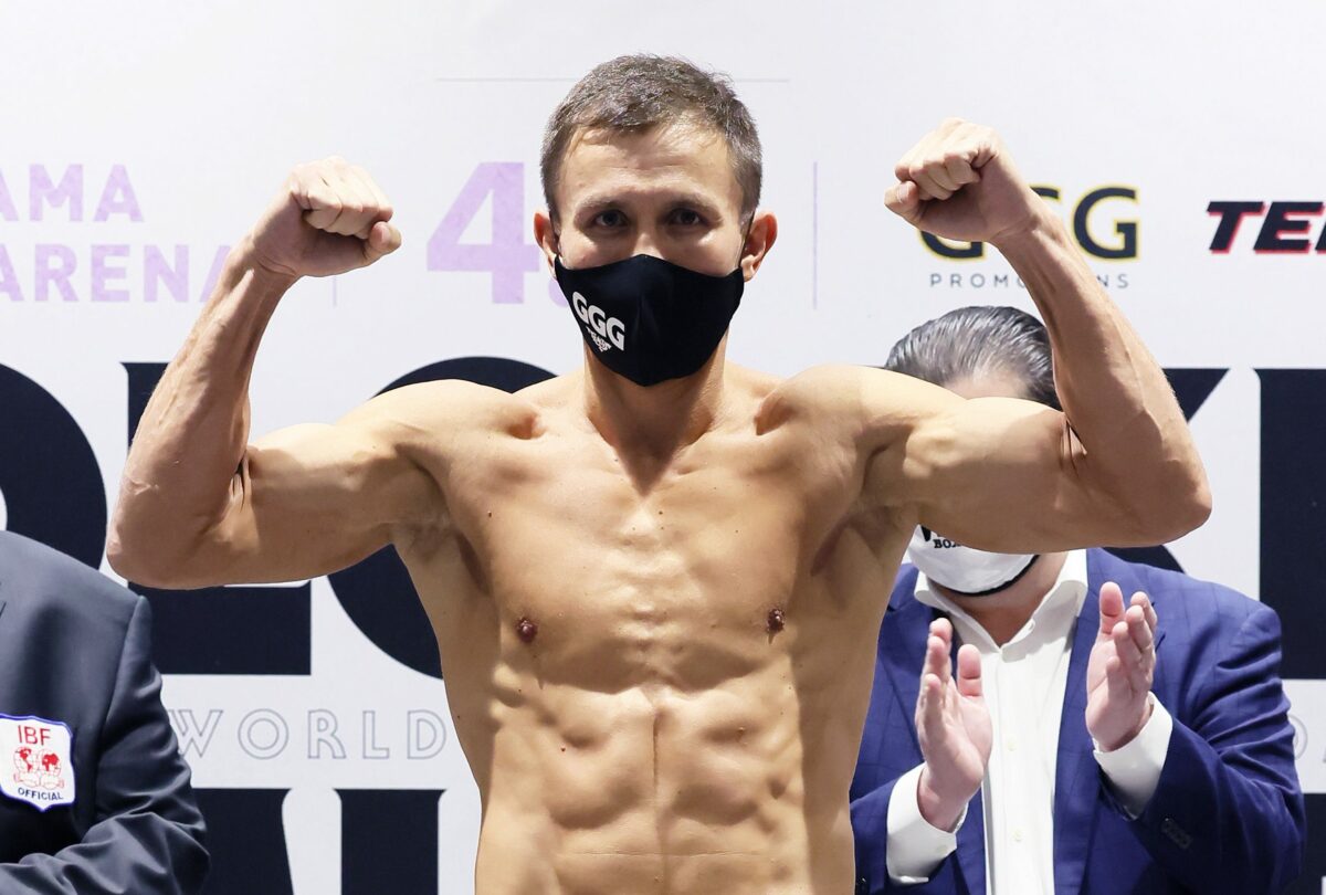 Gennadiy Golovkin looks fit, strong at weigh-in on 40th birthday