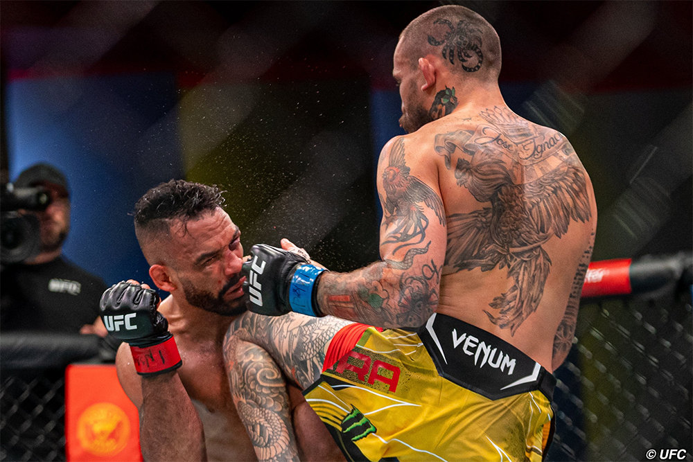Relentless Marlon Vera loses statistical battle to Rob Font, but takes decision with Font a bloody mess