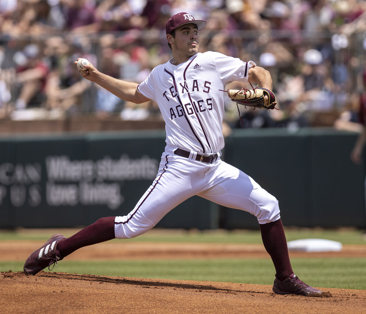 Aggie’s starting pitcher Micah Dallas enters the NFT game