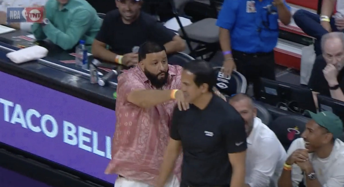 DJ Khaled massaged Erik Spoelstra’s shoulders during Game 5 and NBA fans loved it