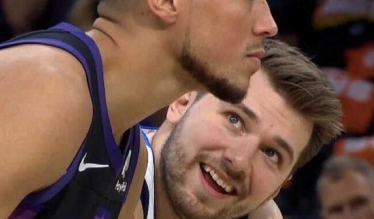 Luka Doncic smiling at Devin Booker became an instant meme during Mavericks’ Game 7 blowout