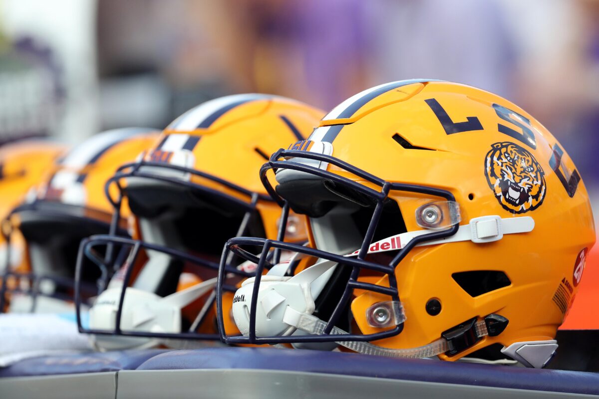 LSU Tigers football helmets through the years