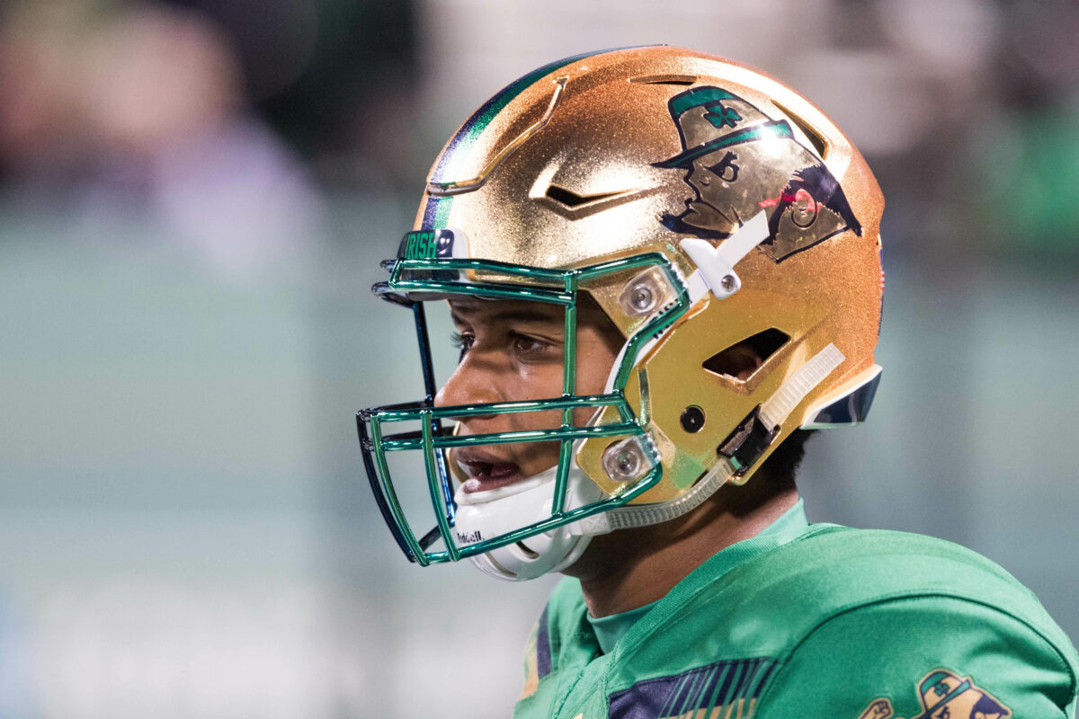 Notre Dame football helmets through the years