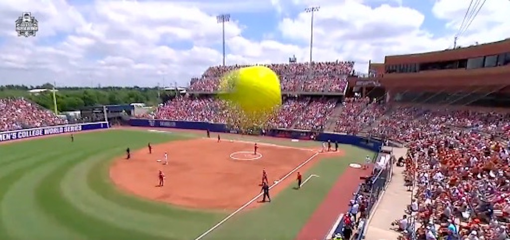 This video of Texas catcher Mary Iakopo drilling a foul ball off ESPN’s camera is too good