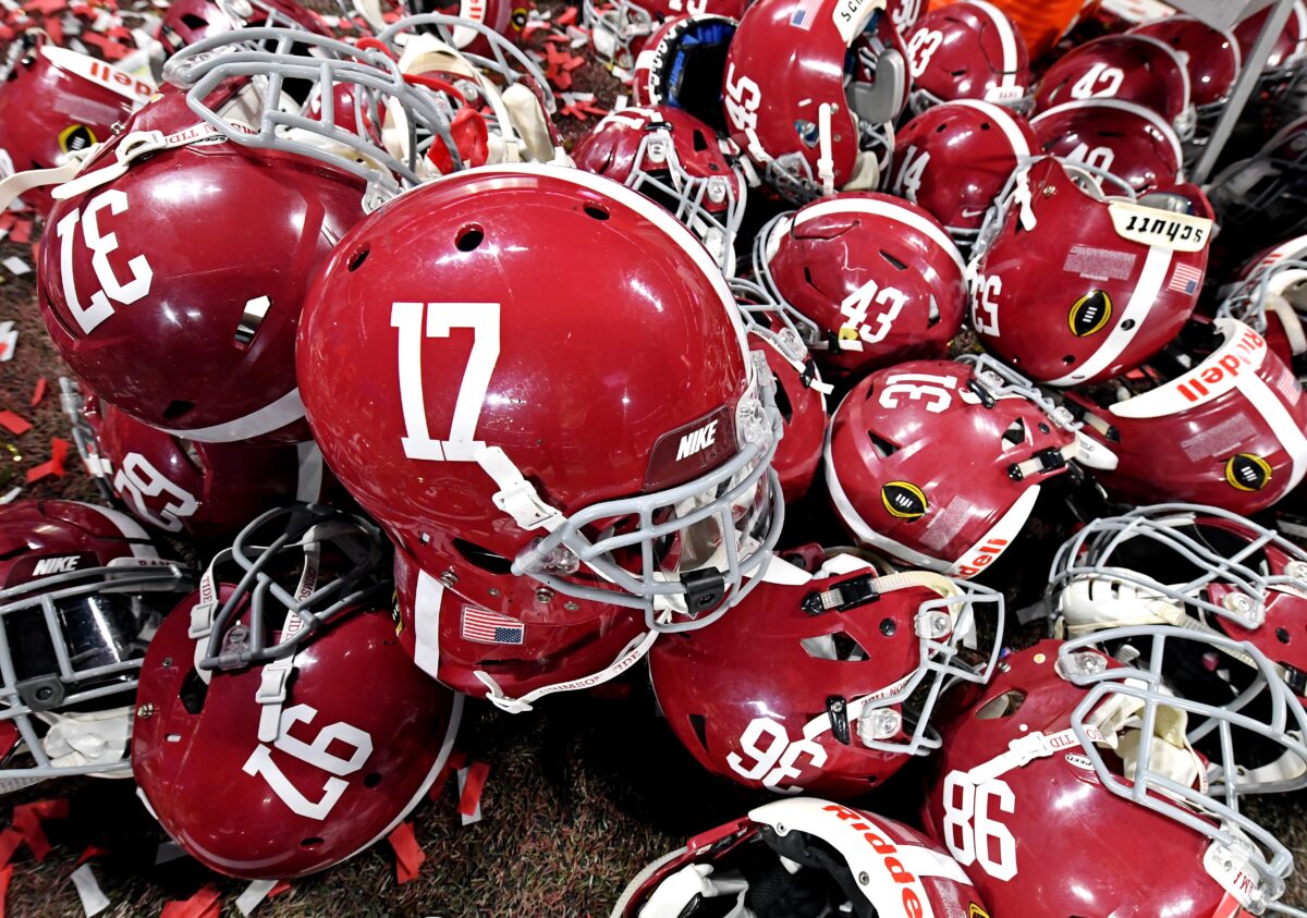 Alabama Crimson Tide football helmets throughout the years