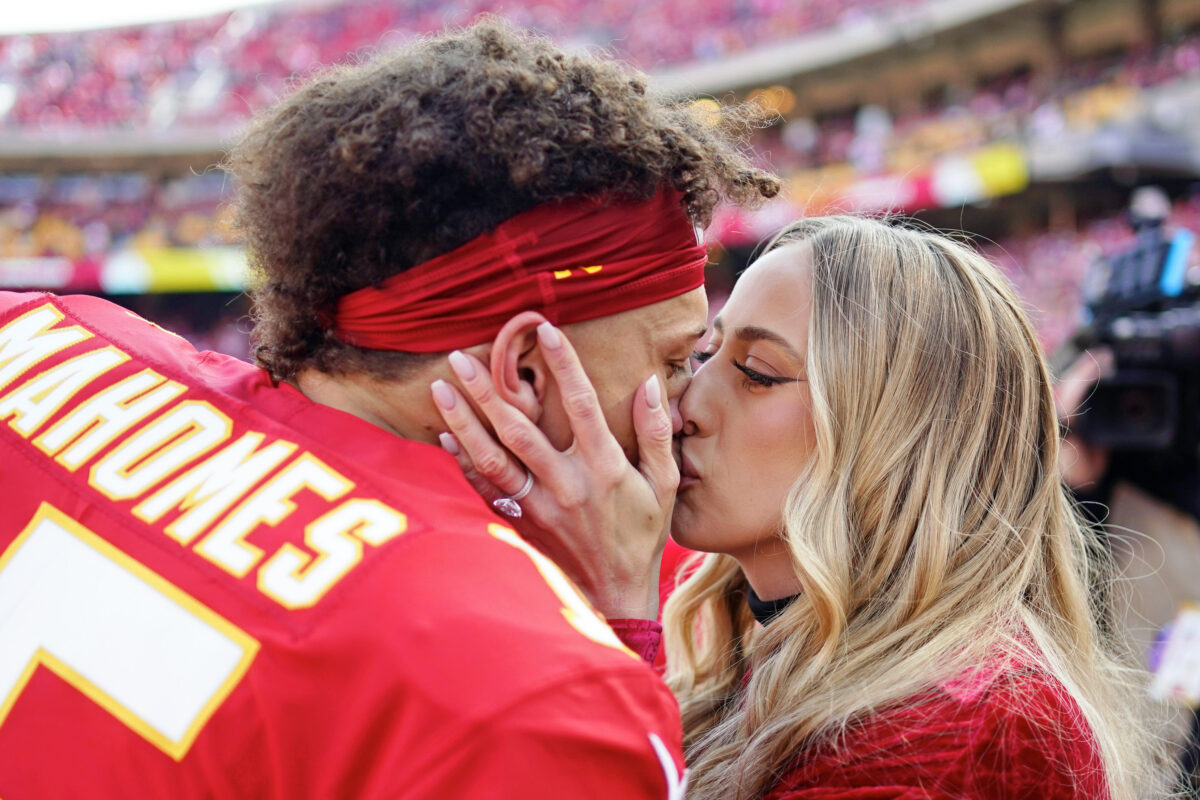 Brittany and Patrick Mahomes with gender reveal of baby on the way