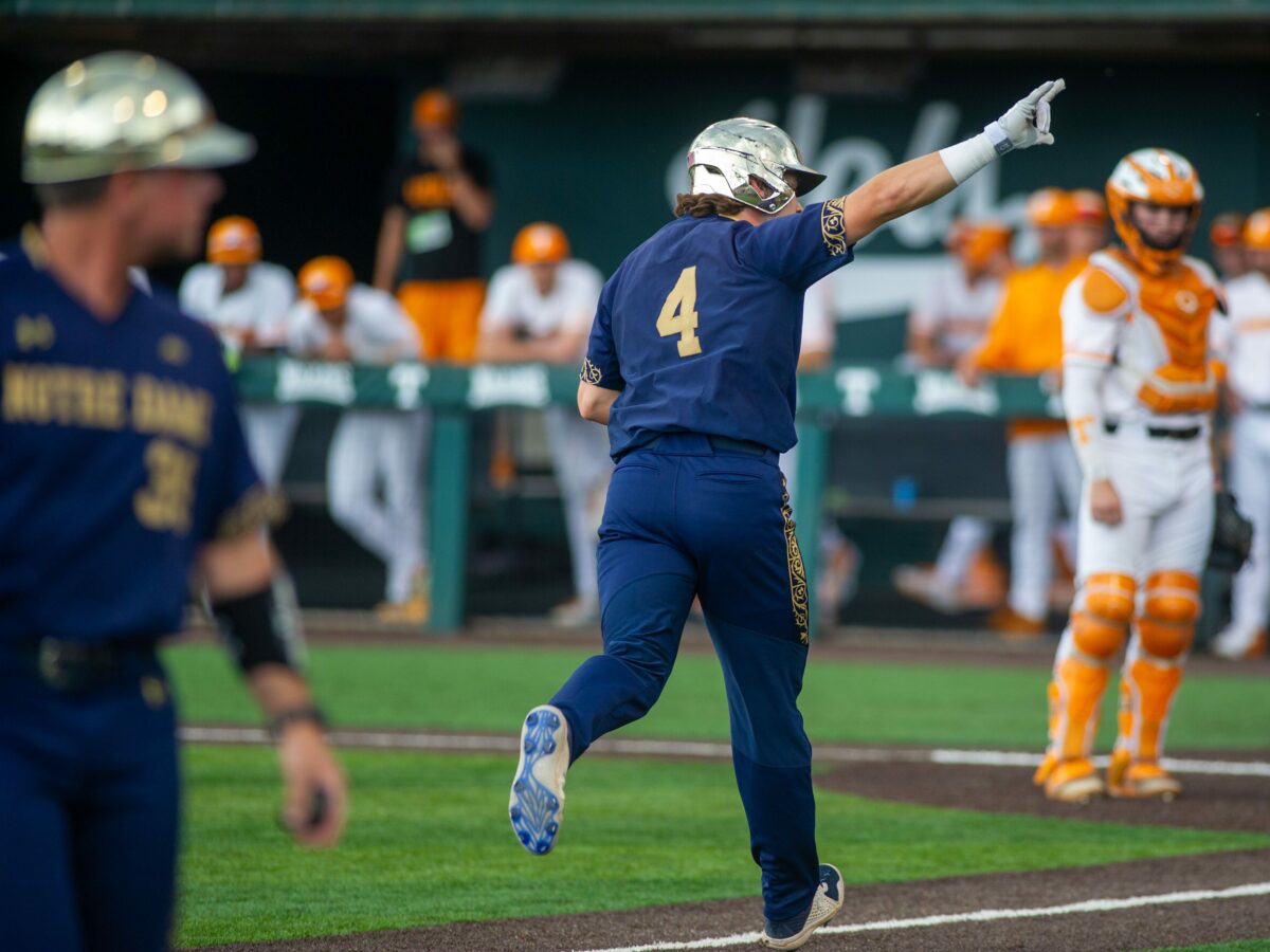 Notre Dame knox off number one seeded Tennessee, advance to College World Series