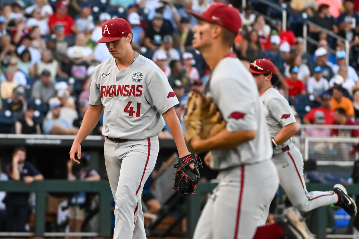 Will McEntire’s gem keeps Arkansas alive at College World Series