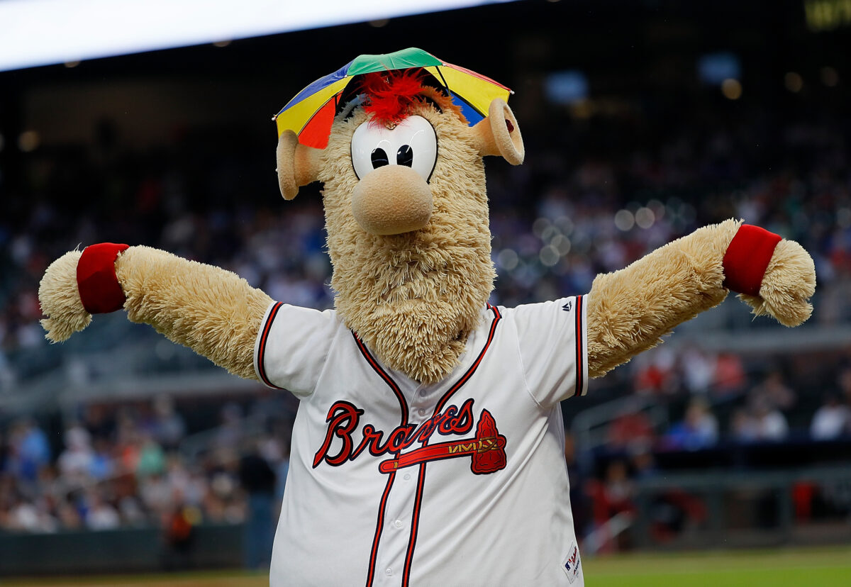 The Atlanta Braves’ mascot, Blooper, should probably look into playing for the Falcons after this amazing tackle