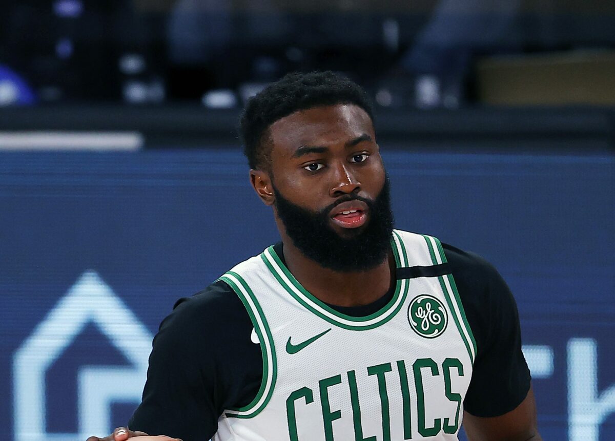 Jaylen Brown appeared to have a three-letter response to Kevin Durant, Celtics trade rumors
