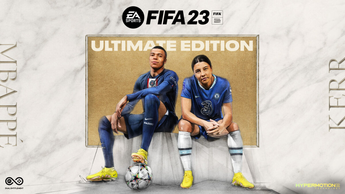 Kylian Mbappe and Sam Kerr are sharing the cover of FIFA 23