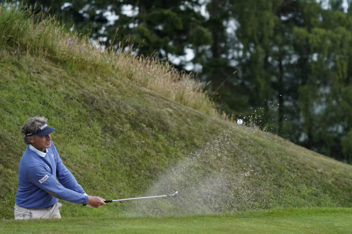 Watch: Bernhard Langer double-hits chip shot during Senior British Open