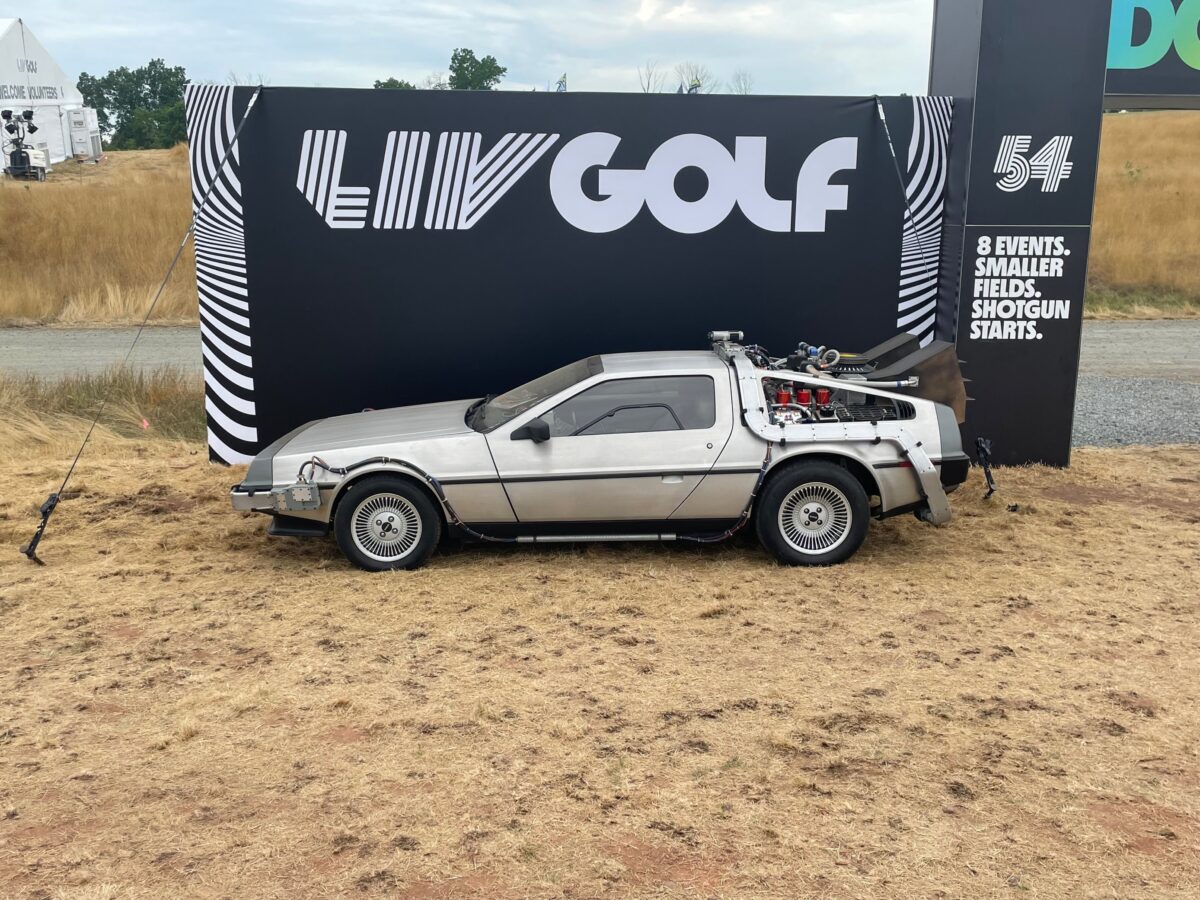 Why is there a DeLorean time machine styled from ‘Back to the Future’ at LIV Golf’s event at Trump Bedminster?