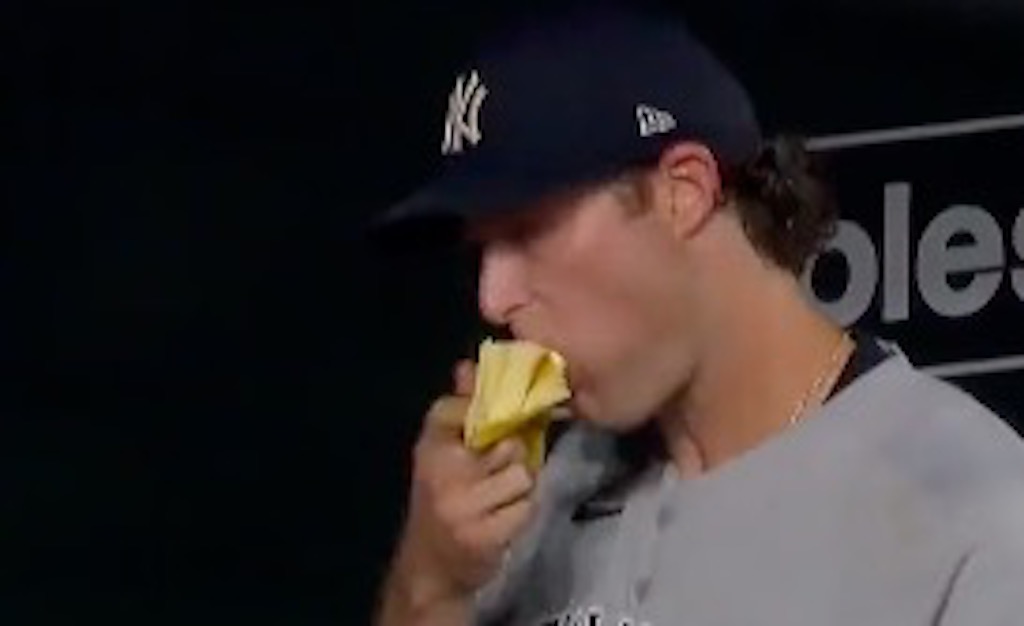 Gerrit Cole was seen absolutely crushing bananas in the dugout and MLB fans had lots of jokes