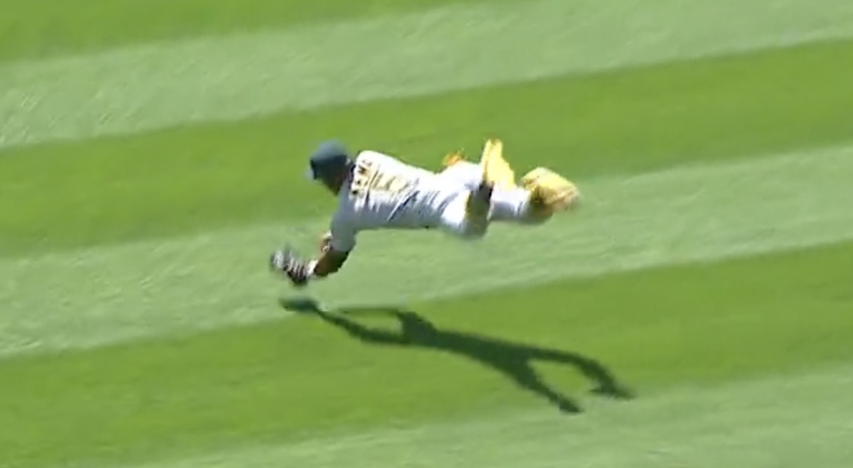 MLB fans had jokes after the Athletics’ Tony Kemp made an extremely unnecessary diving catch
