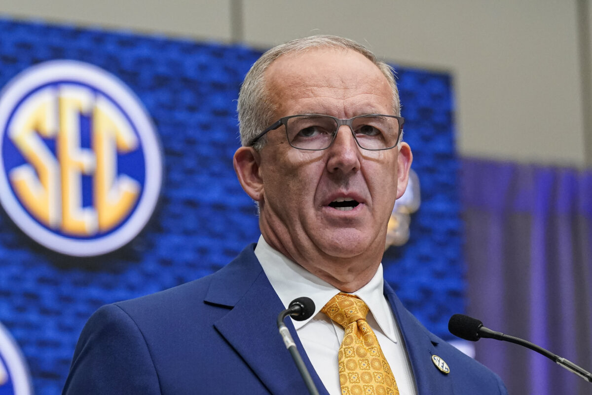 Greg Sankey discusses if Oklahoma, Texas will play in SEC before 2025