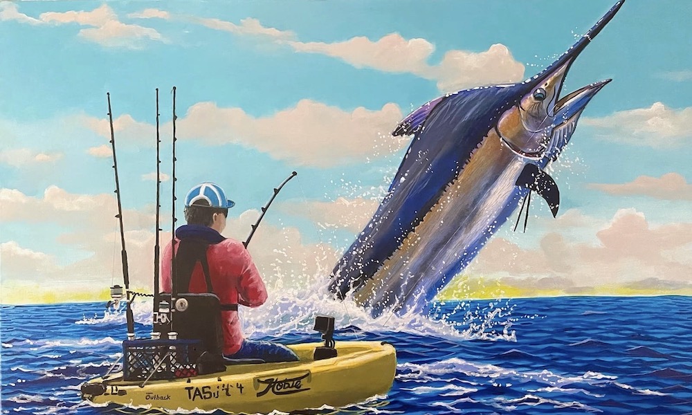 Kayak angler’s epic battle with giant marlin immortalized