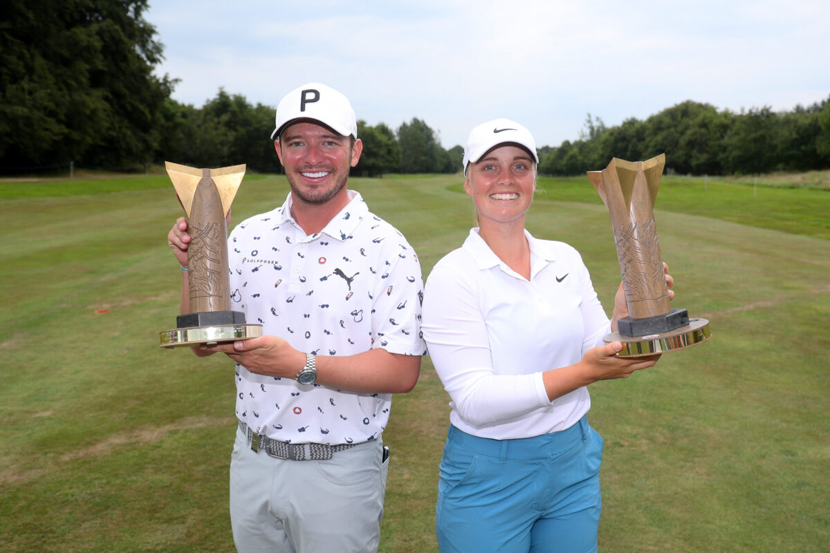 Maja Stark’s 63 earns ISPS Handa title and LPGA membership; Scotland’s Ewen Ferguson, who banned his parents from coming this week, goes wire-to-wire in men’s division