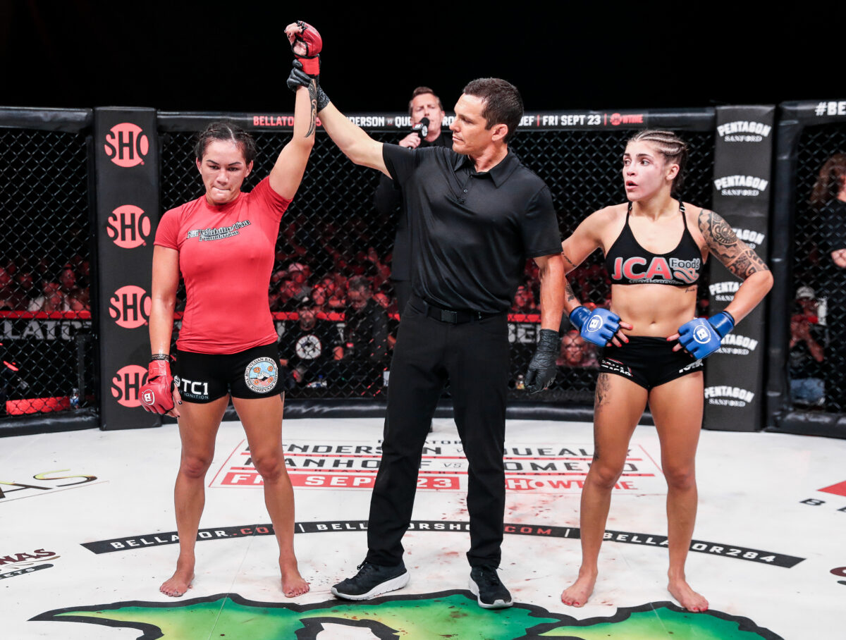 Bellator 284 results: Ilima-Lei Macfarlane survives guillotine, nearly losing shorts in first win since 2019