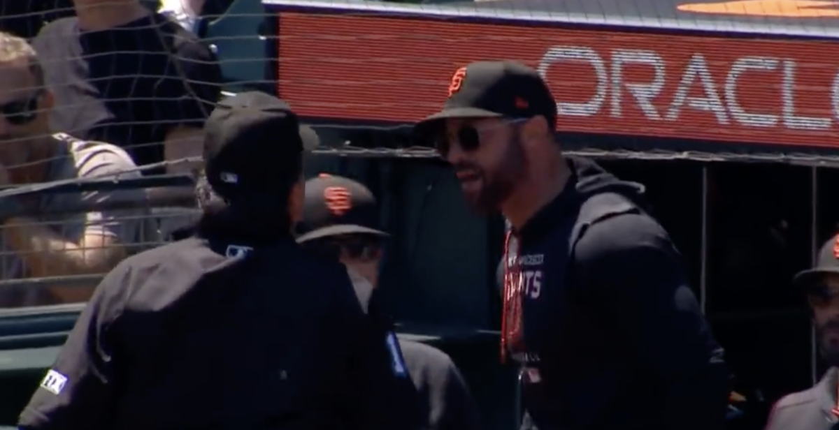 Umpire Phil Cuzzi baited Gabe Kapler into a rare ejection by confronting Giants dugout