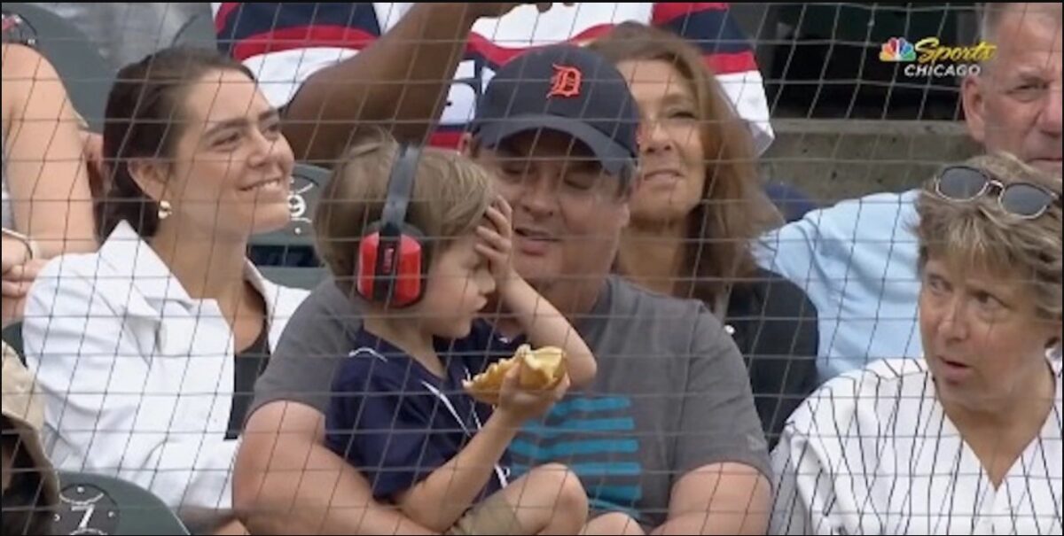 La reacción de un niño cuando se le cae su hotdog en pleno partido entre Tigers y White Sox