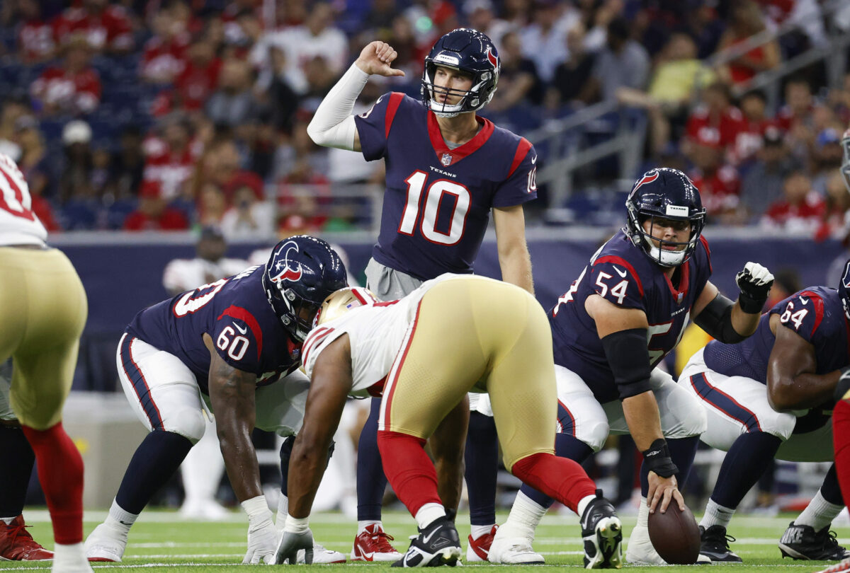 Texans QB Davis Mills turned last year’s INT into this year’s positive play