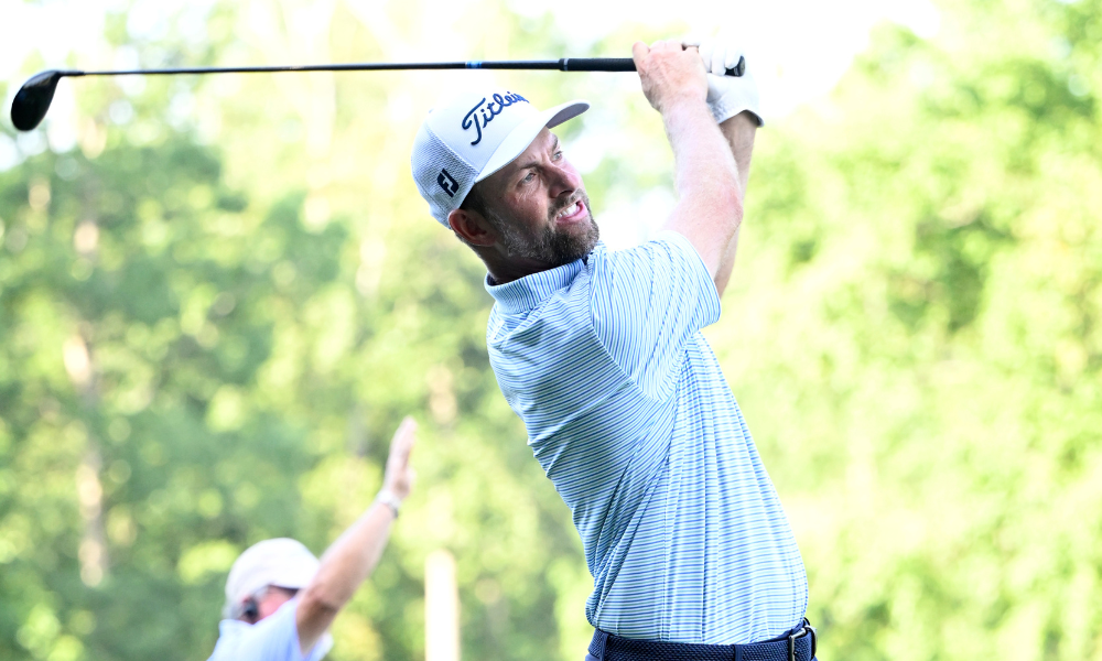 Bumpy first round leaves usual contender Webb Simpson frustrated at Wyndham Championship