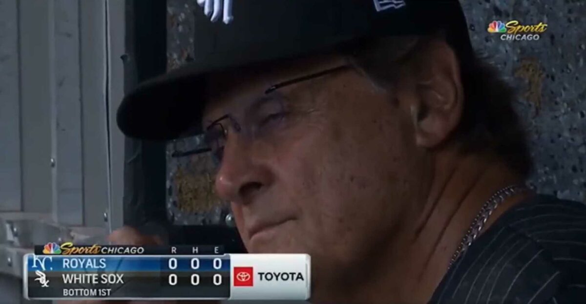 Did Tony La Russa get caught on camera falling asleep in the dugout?