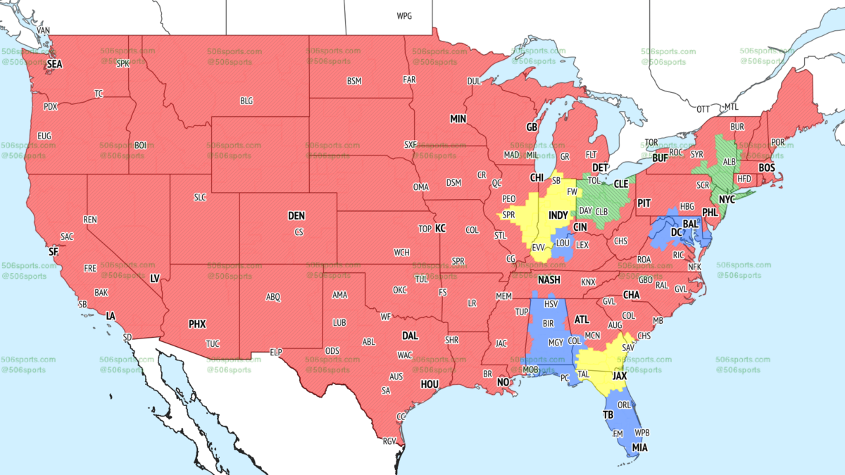 If you’re in the yellow, you’ll get Colts vs. Jaguars on TV